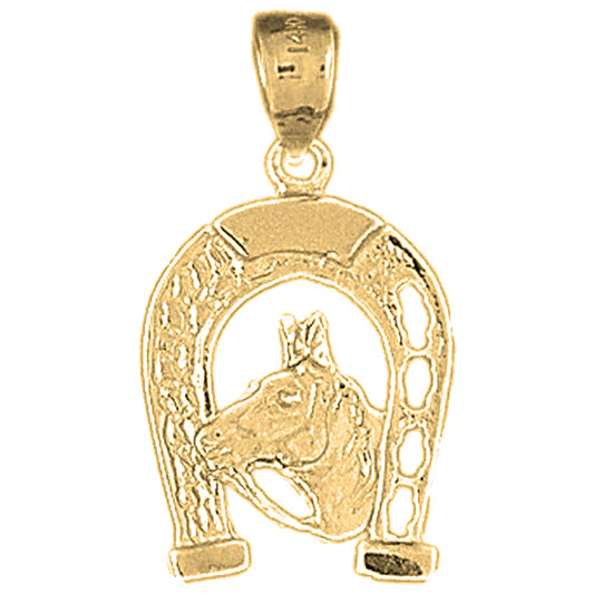10K, 14K or 18K Gold Horseshoe With Horse Pendant