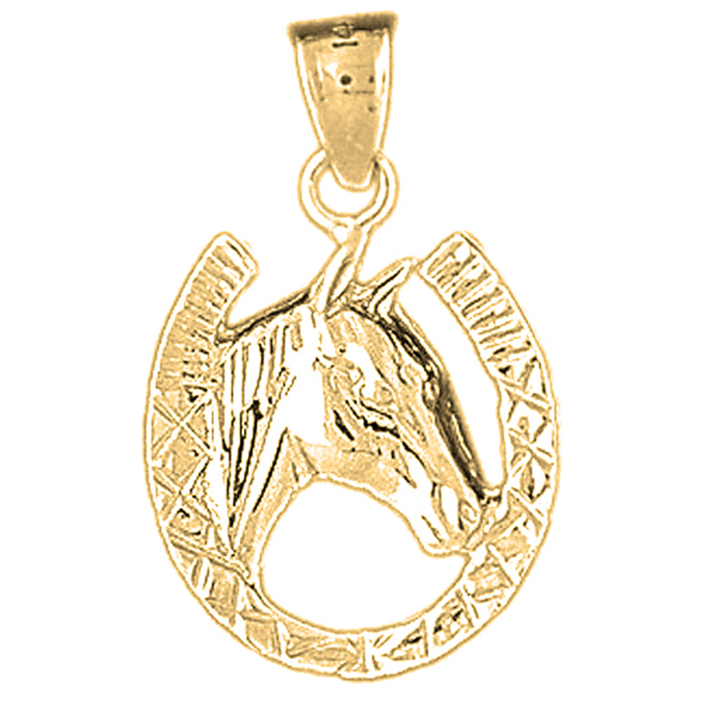 10K, 14K or 18K Gold Horseshoe With Horse Pendant