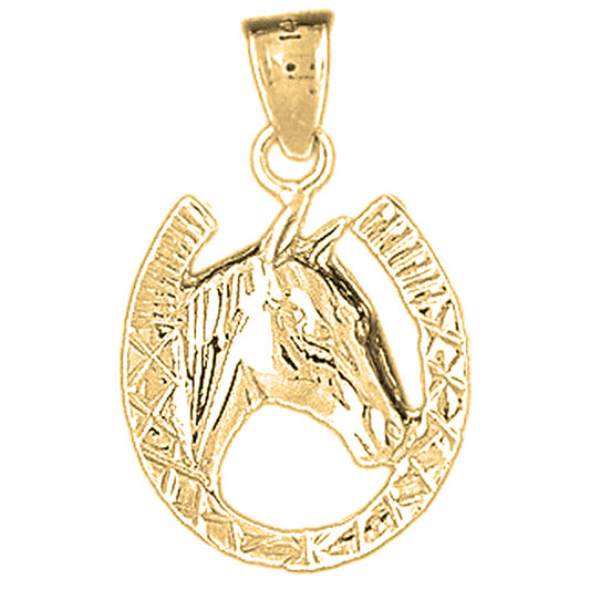 10K, 14K or 18K Gold Horseshoe With Horse Pendant