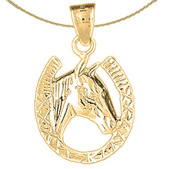 10K, 14K or 18K Gold Horseshoe With Horse Pendant
