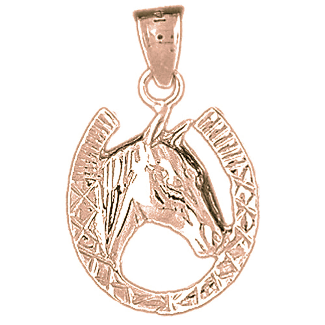 10K, 14K or 18K Gold Horseshoe With Horse Pendant