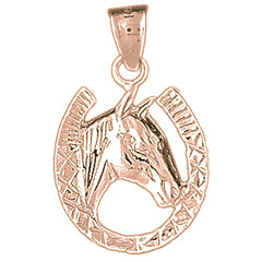 10K, 14K or 18K Gold Horseshoe With Horse Pendant