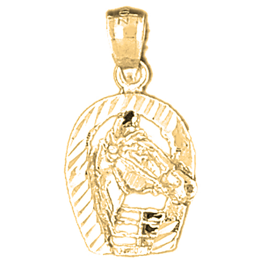 10K, 14K or 18K Gold Horseshoe With Horse Pendant