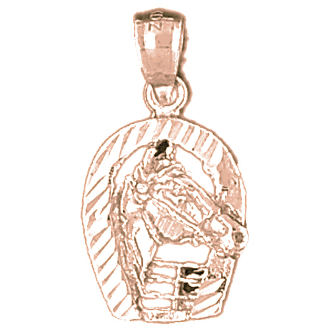 10K, 14K or 18K Gold Horseshoe With Horse Pendant