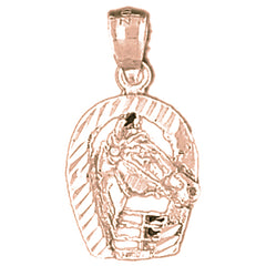 10K, 14K or 18K Gold Horseshoe With Horse Pendant