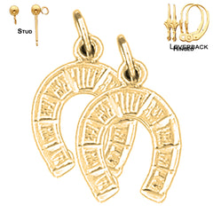 Sterling Silver 18mm Horseshoe Earrings (White or Yellow Gold Plated)