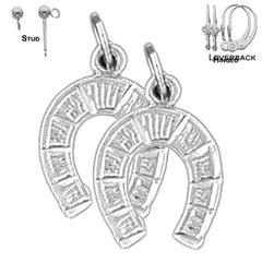 Sterling Silver 18mm Horseshoe Earrings (White or Yellow Gold Plated)