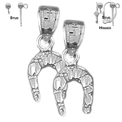 Sterling Silver 18mm Horseshoe Earrings (White or Yellow Gold Plated)