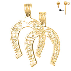 Sterling Silver 27mm Horseshoe Earrings (White or Yellow Gold Plated)