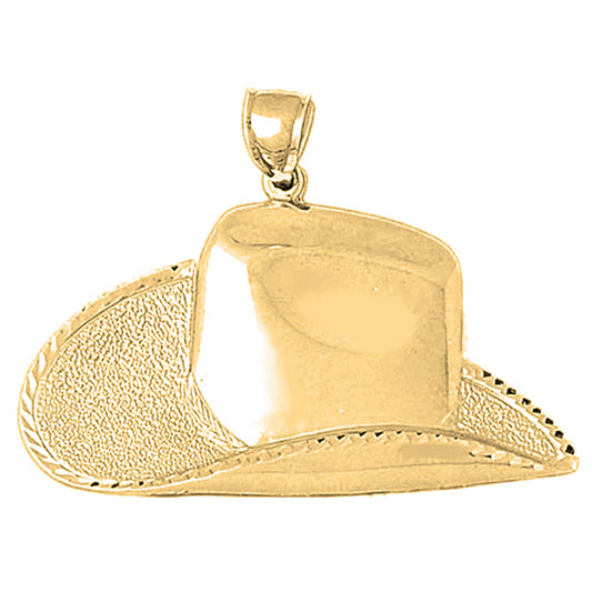 10K, 14K or 18K Gold Large Cowboy Hat Pendant