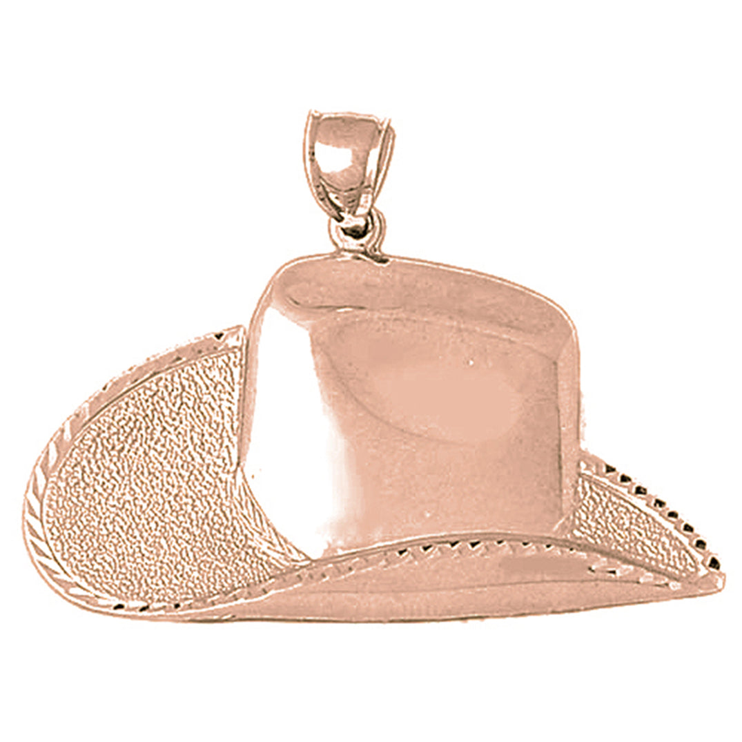 10K, 14K or 18K Gold Large Cowboy Hat Pendant