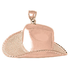 10K, 14K or 18K Gold Large Cowboy Hat Pendant