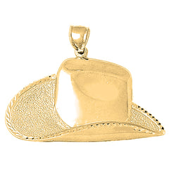 10K, 14K or 18K Gold Large Cowboy Hat Pendant
