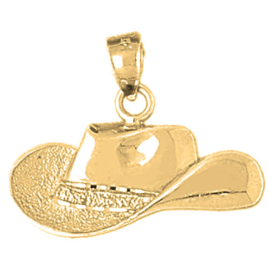 10K, 14K or 18K Gold Cowboy Hat Pendant