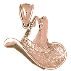 10K, 14K or 18K Gold Cowboy Hat Pendant