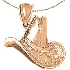 Colgante de sombrero de vaquero de oro de 10K, 14K o 18K