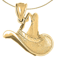 Colgante de sombrero de vaquero de oro de 10K, 14K o 18K