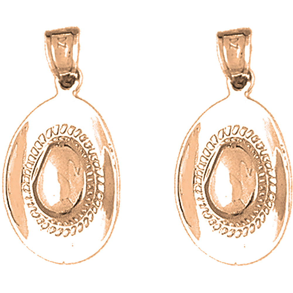 14K or 18K Gold 25mm 3D Cowboy Hat Earrings