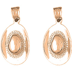 14K or 18K Gold 25mm 3D Cowboy Hat Earrings