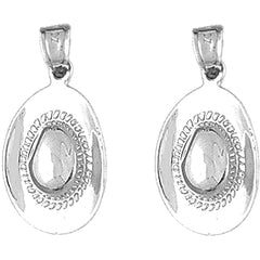 Sterling Silver 25mm 3D Cowboy Hat Earrings