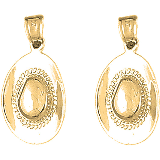 14K or 18K Gold 25mm 3D Cowboy Hat Earrings
