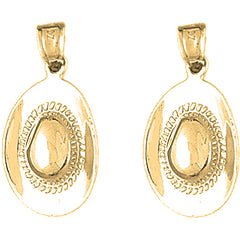 Yellow Gold-plated Silver 25mm 3D Cowboy Hat Earrings