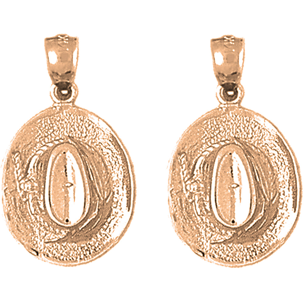 14K or 18K Gold 24mm 3D Cowboy Hat Earrings