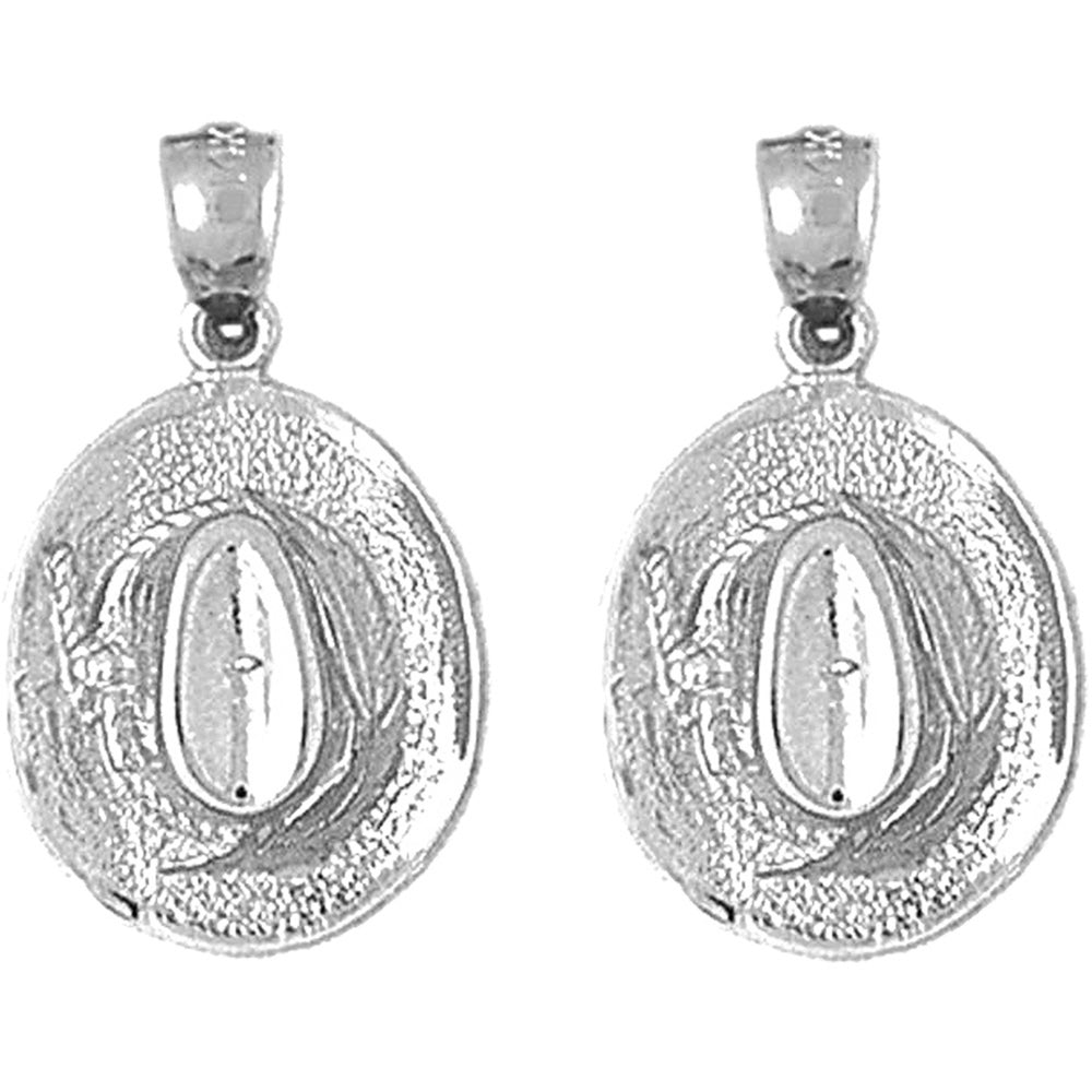 14K or 18K Gold 24mm 3D Cowboy Hat Earrings