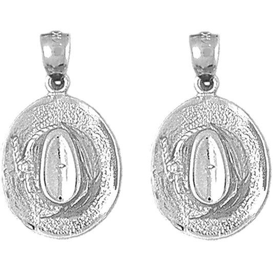 Sterling Silver 24mm 3D Cowboy Hat Earrings