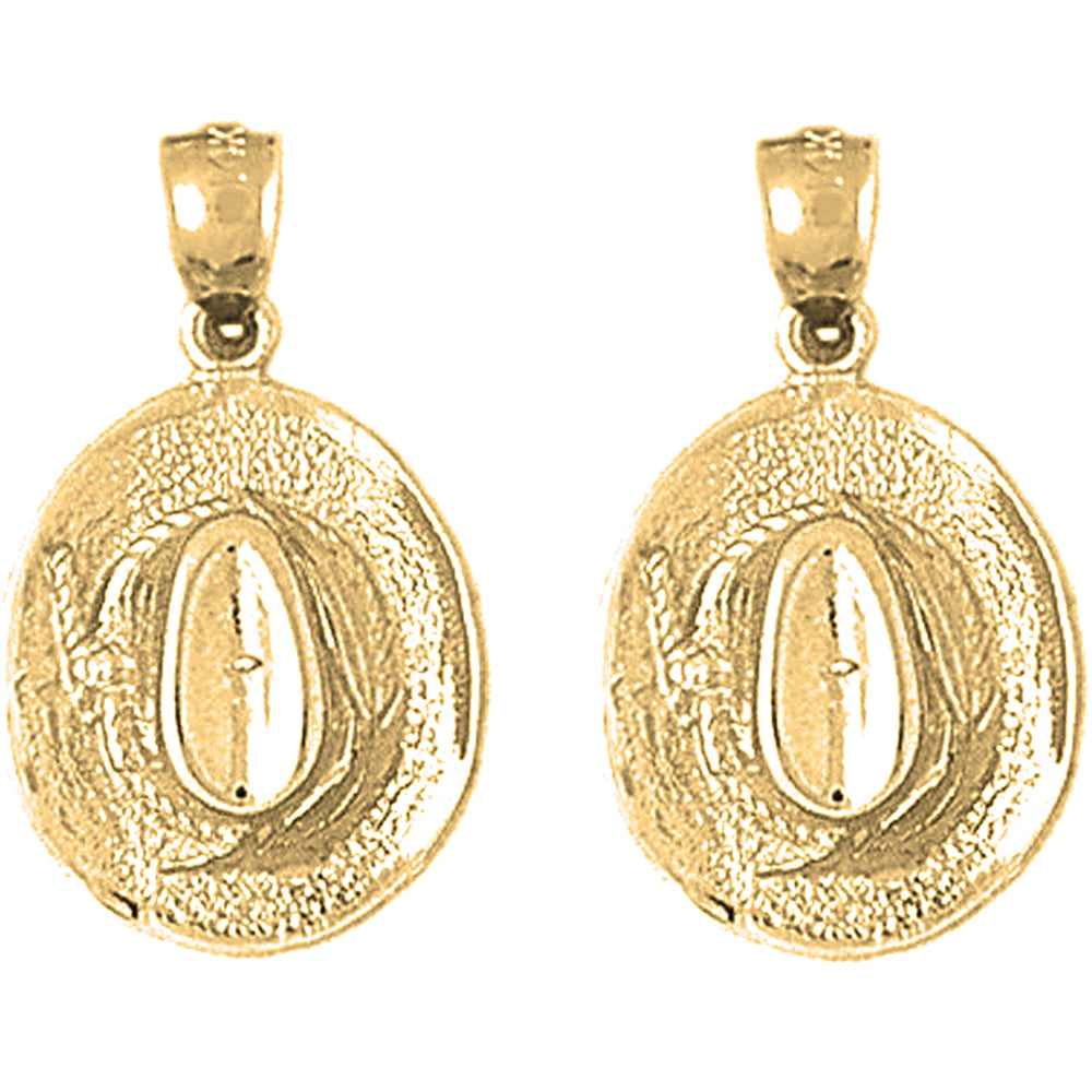 14K or 18K Gold 24mm 3D Cowboy Hat Earrings