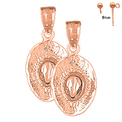 14K or 18K Gold 3D Cowboy Hat Earrings