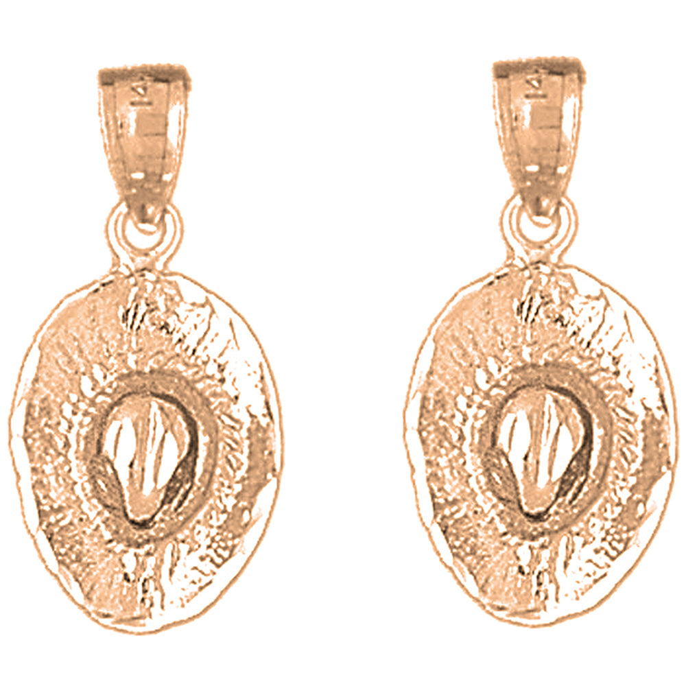 14K or 18K Gold 24mm 3D Cowboy Hat Earrings
