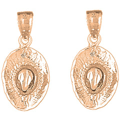 14K or 18K Gold 24mm 3D Cowboy Hat Earrings