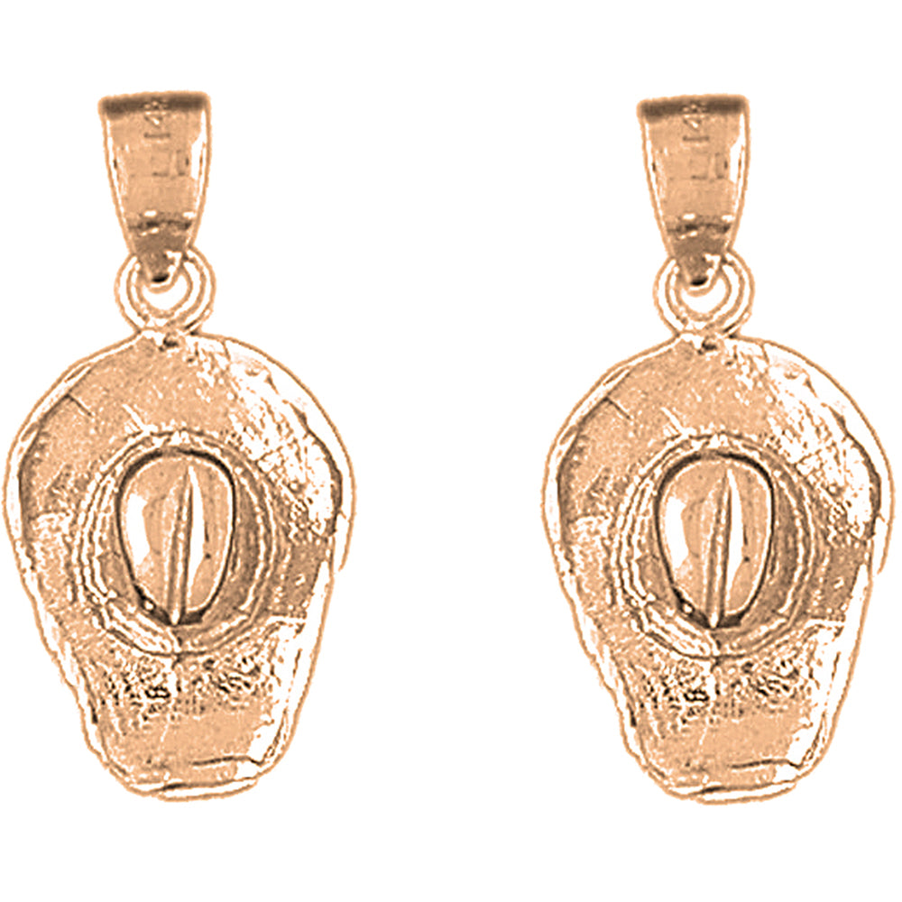 14K or 18K Gold 25mm 3D Cowboy Hat Earrings