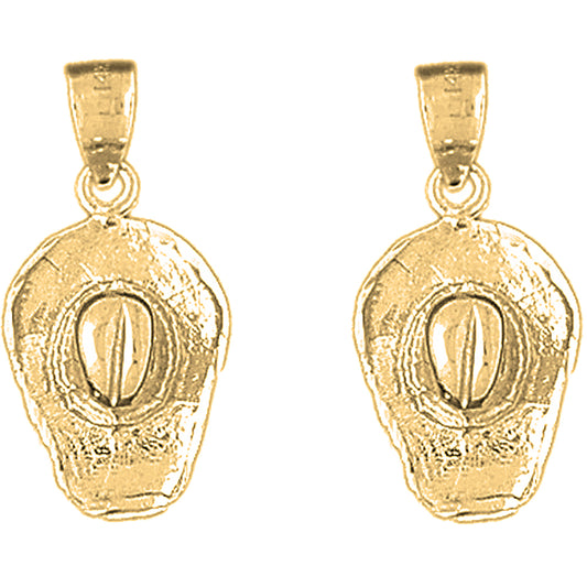 14K or 18K Gold 25mm 3D Cowboy Hat Earrings