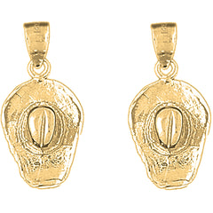 14K or 18K Gold 25mm 3D Cowboy Hat Earrings