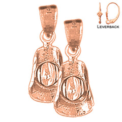 14K or 18K Gold 3D Cowboy Hat Earrings