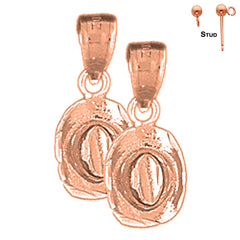 14K or 18K Gold 3D Cowboy Hat Earrings