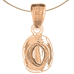 Colgante de sombrero de vaquero 3D de oro de 14 quilates o 18 quilates