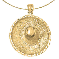 10K, 14K or 18K Gold 3D Sombrero Pendant
