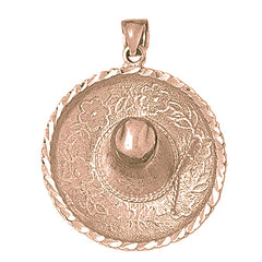 10K, 14K or 18K Gold 3D Sombrero Pendant