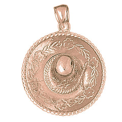 10K, 14K or 18K Gold 3D Sombrero Pendant