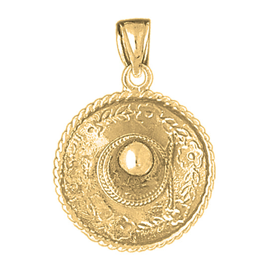 10K, 14K or 18K Gold 3D Sombrero Pendant