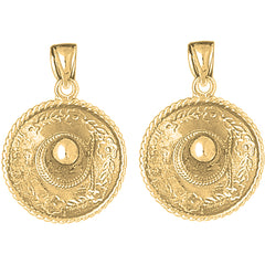 14K or 18K Gold 31mm 3D Sombrero Earrings