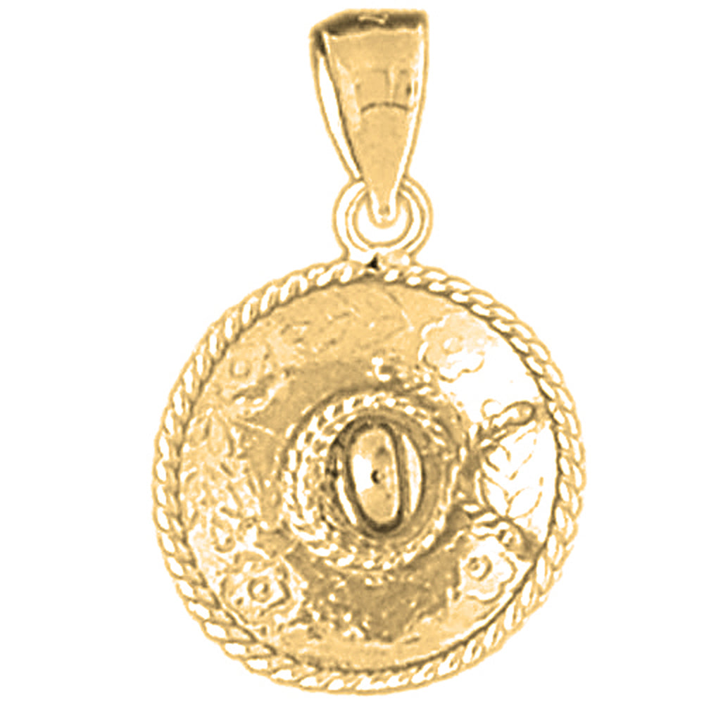 14K or 18K Gold 3D Sombrero Pendant