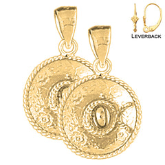 Pendientes Sombrero 3D de plata de ley de 24 mm (chapados en oro blanco o amarillo)