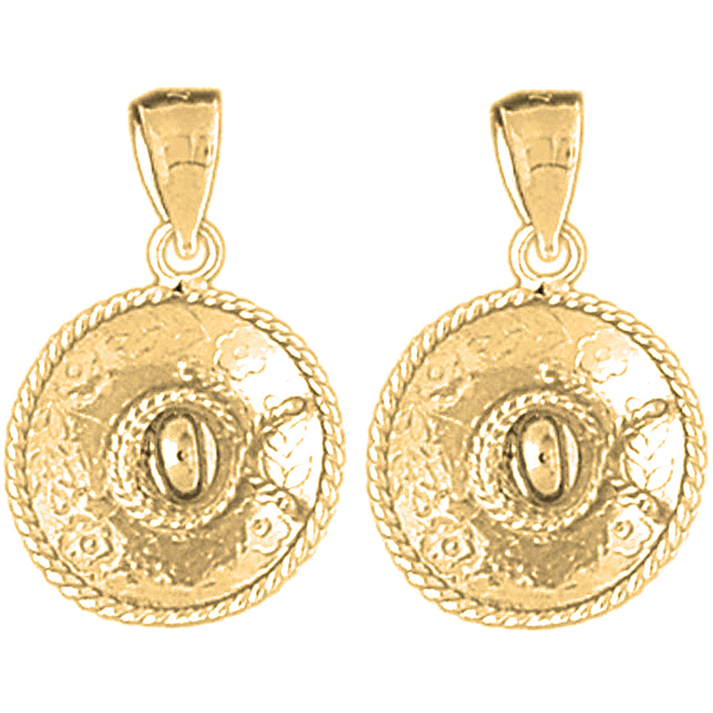 14K or 18K Gold 24mm 3D Sombrero Earrings