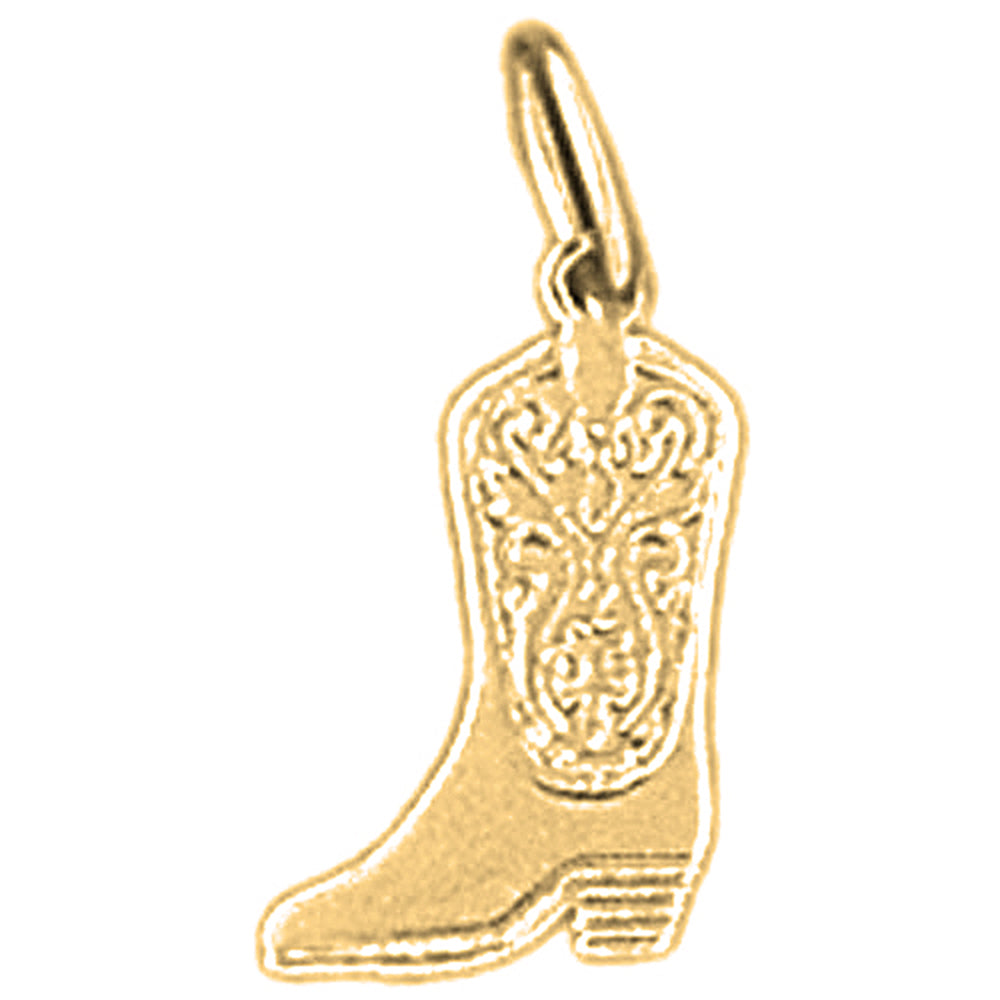 14K or 18K Gold Cowboy Boots Pendant