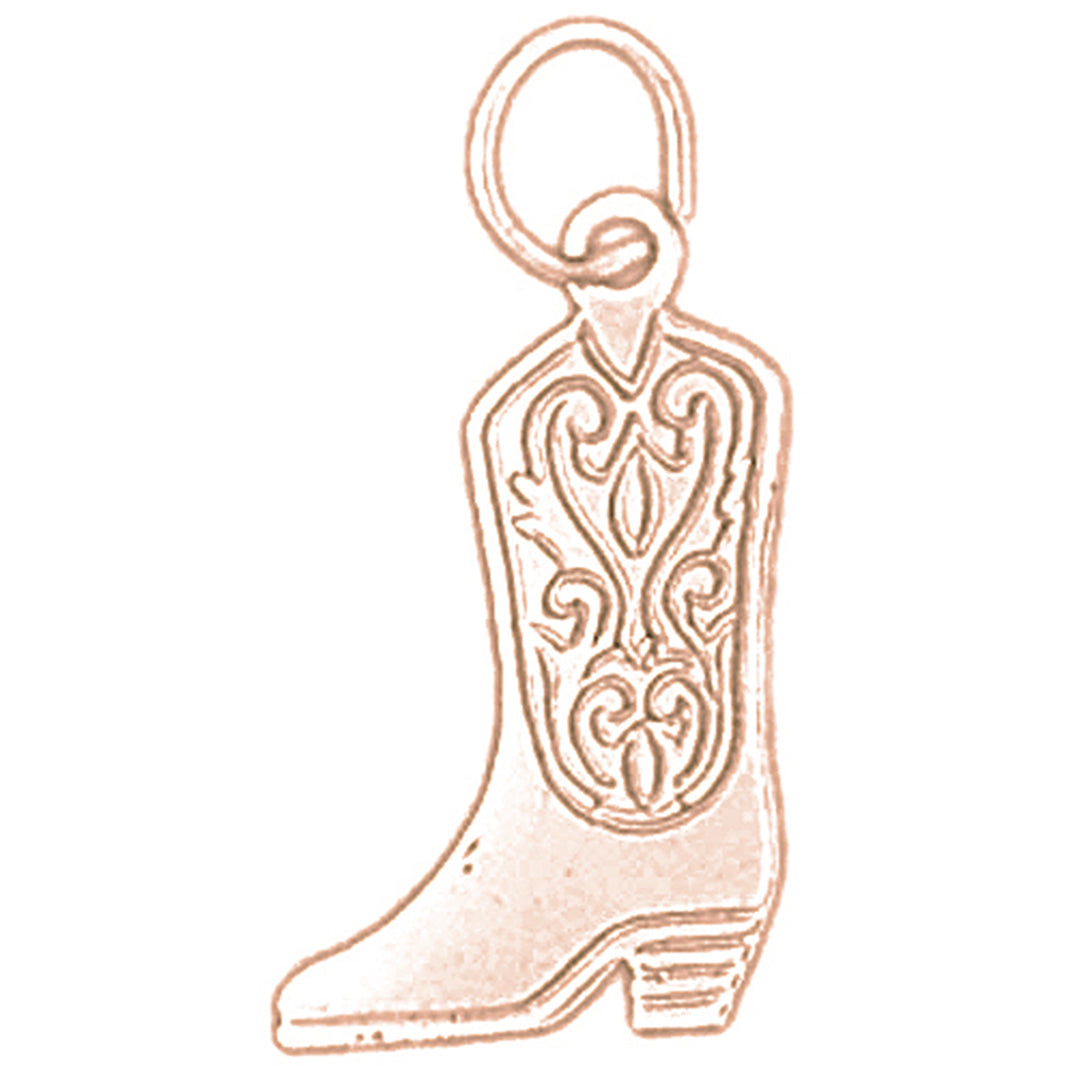 14K or 18K Gold Cowboy Boots Pendant