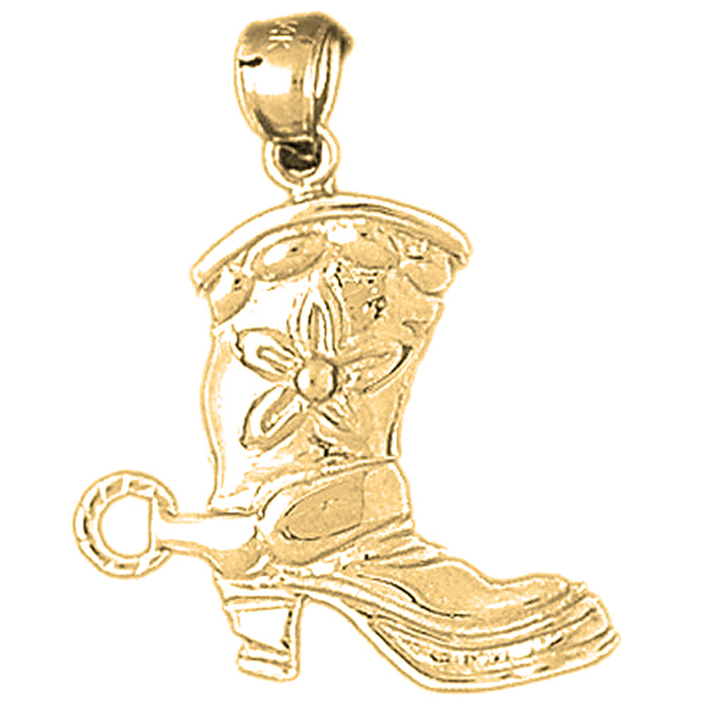 10K, 14K or 18K Gold Cowboy Boots Pendant